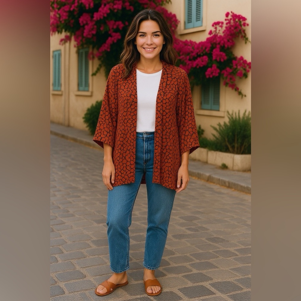 Do Everything in Love | OS | Lightweight shrug in black, red & gray | Flowy